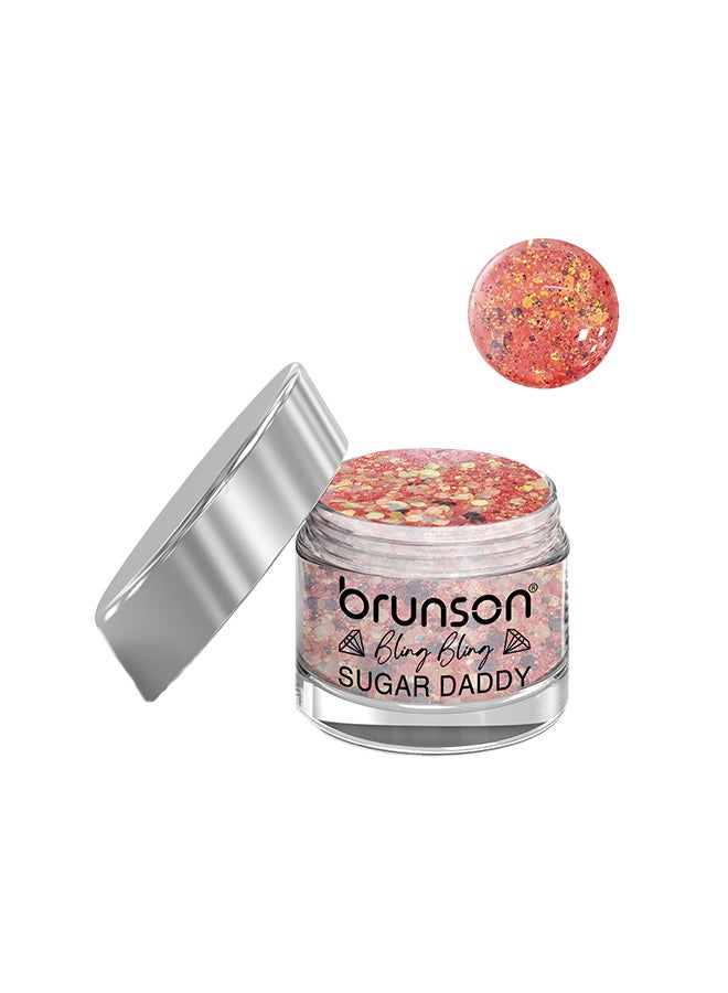 brunson Acrylic Nail Powder DIP And Buff System, Sugar Daddy Glittered 30ml BSU012