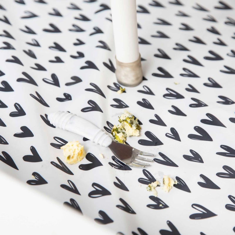 Bumkins Baby Splat Mat for Under High Chair, Babies Toddlers Eating Mess Mat, Waterproof Reusable Cloth for Arts and Crafts, Playtime Mat for Kids, Floors or Tables, Fabric 42inx42in, Black Hearts - Image 3