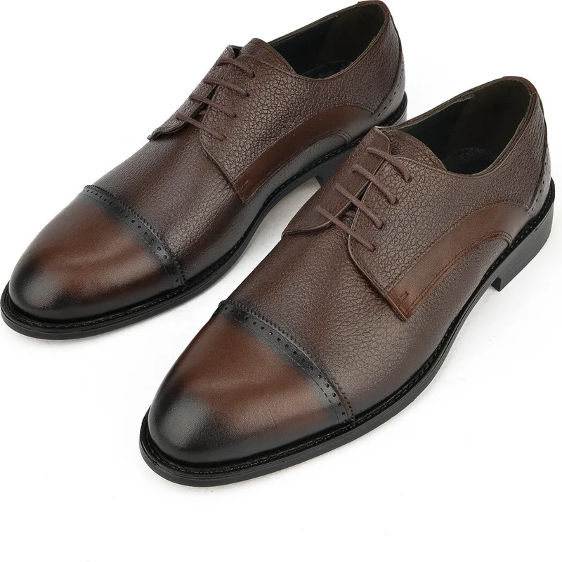 زيا , Men's Leather Classic Shoes 13348Z801 Brown