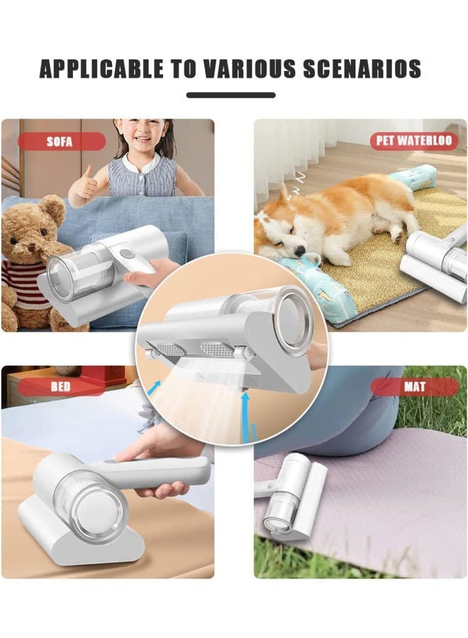 SHOPI Portable Electrical Mites Remover Dust Collector Handheld Wireless Vacuum Cleaner Household Home Instrument Mini Sterilizer Rechargeable Brush with Large Suction for Bed Pillows Cloth Sofas and Carpet - Image 4