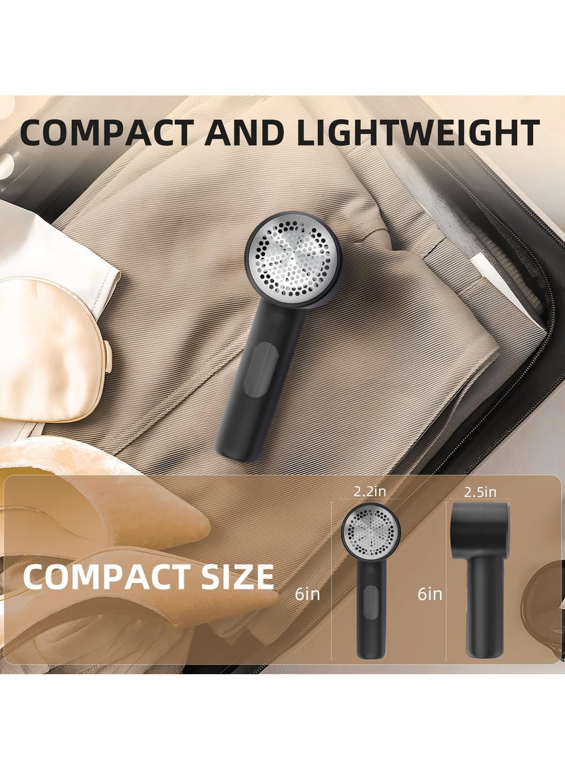 Cuken Fabric Shaver, Electric Lint Remover, Rechargeable Lint Shaver, Sweater Defuzzer to Remove Pilling, Battery Operated, 6 Blade, 3 Speed with LED Display for Clothes, Upholstery, Furniture, Black - Image 3