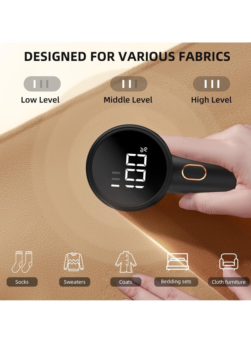 Cuken Fabric Shaver, Electric Lint Remover, Rechargeable Lint Shaver, Sweater Defuzzer to Remove Pilling, Battery Operated, 6 Blade, 3 Speed with LED Display for Clothes, Upholstery, Furniture, Black - Image 4