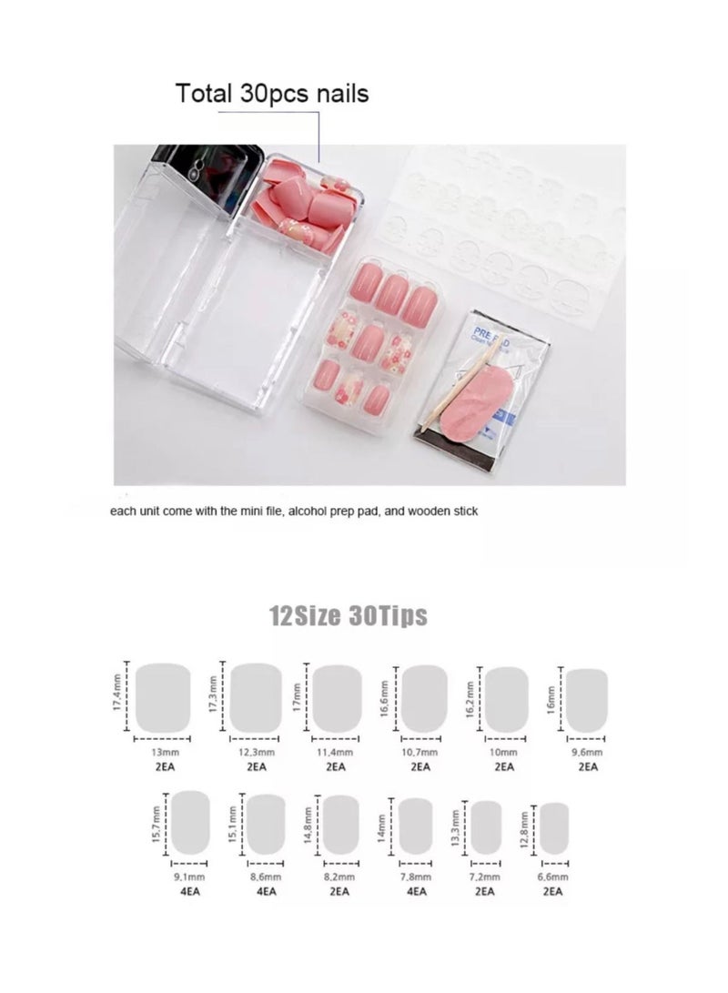 Nail Tips Press-On Gel Manicure Short Length, Polish-Free Solid Colour 30 Fake Nails | 12 - Image 4