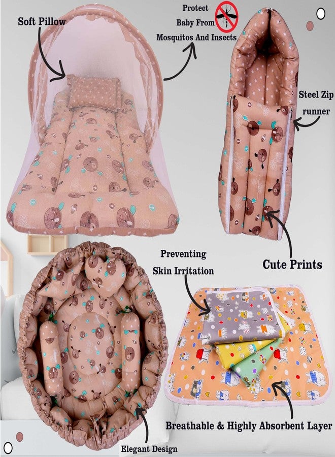 Kwitchy Unisex New Born Baby Luxury Pure Cotton Premium Bedding Set (Brown, 0-6 Months) (4PCS Set) - Image 2