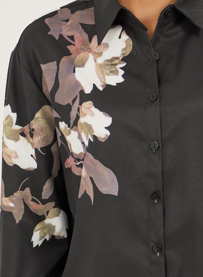 ستايلي قميص بأكمام طويلة وطبعة زهور بقصة عادية - Image 4