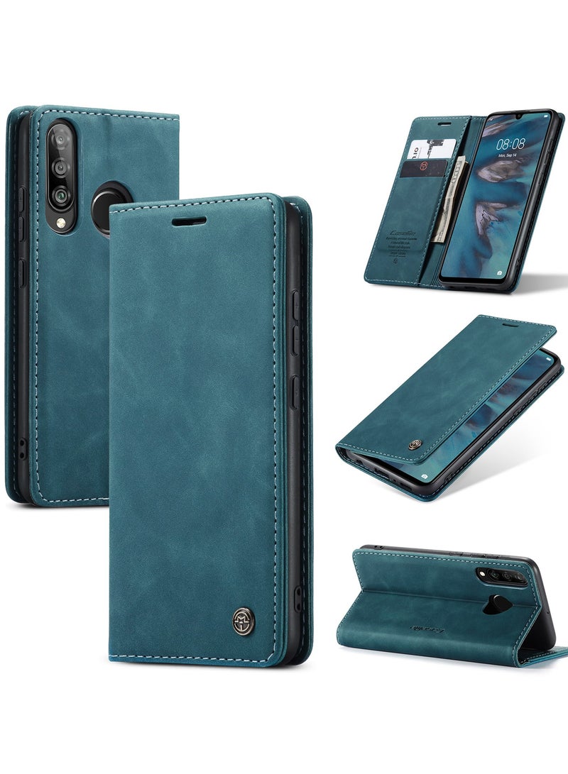 CaseMe Phone Case Luxury PU Leather Design 013 Flip Cover Card Slot Holder Cover For Huawei P30 Lite (Green) - Image 1