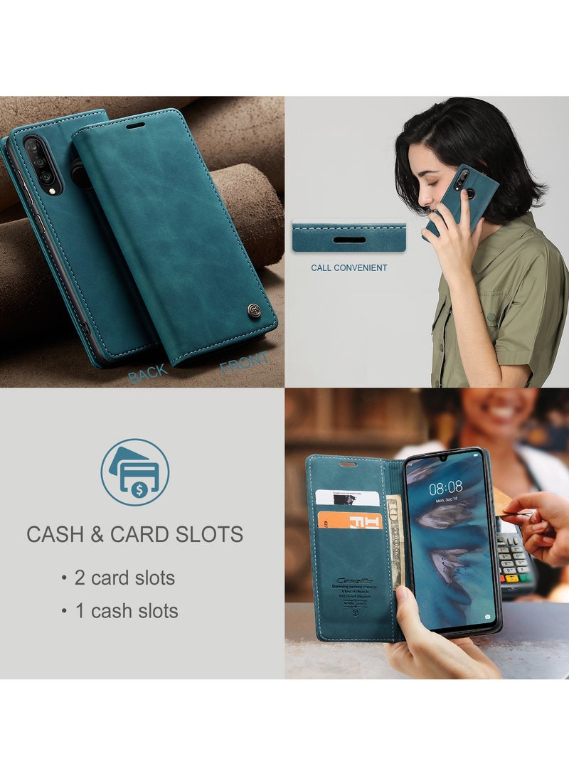 CaseMe Phone Case Luxury PU Leather Design 013 Flip Cover Card Slot Holder Cover For Huawei P30 Lite (Green) - Image 5