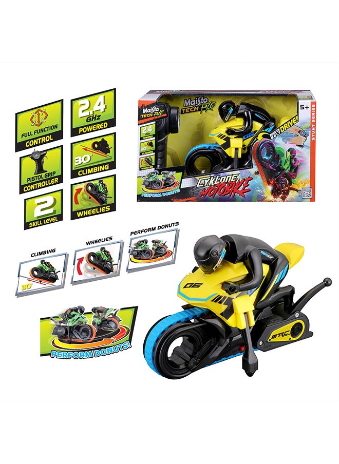 Maisto R/C- Cyklone Motobike (2.4Ghz) Yellow RC Remote Control Vehicle 2.4Ghz USB Gift for Kids Girls & Boys Electric Powered High Speed Vehicle for All Ages  - Image 1