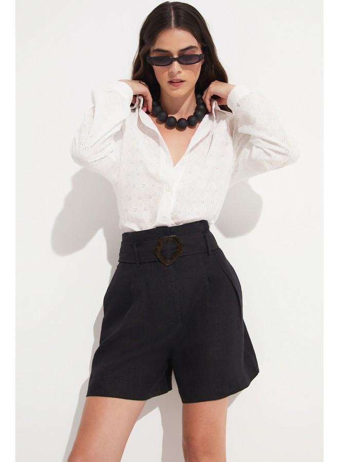 جون حصري يونيو كتان أسود قصير - Image 2