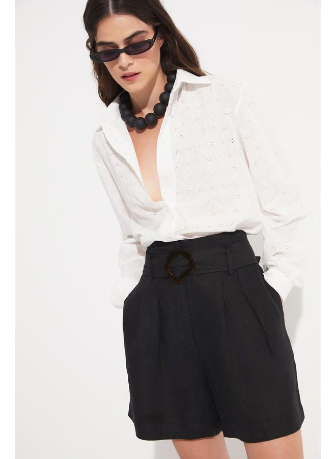 جون حصري يونيو كتان أسود قصير - Image 1