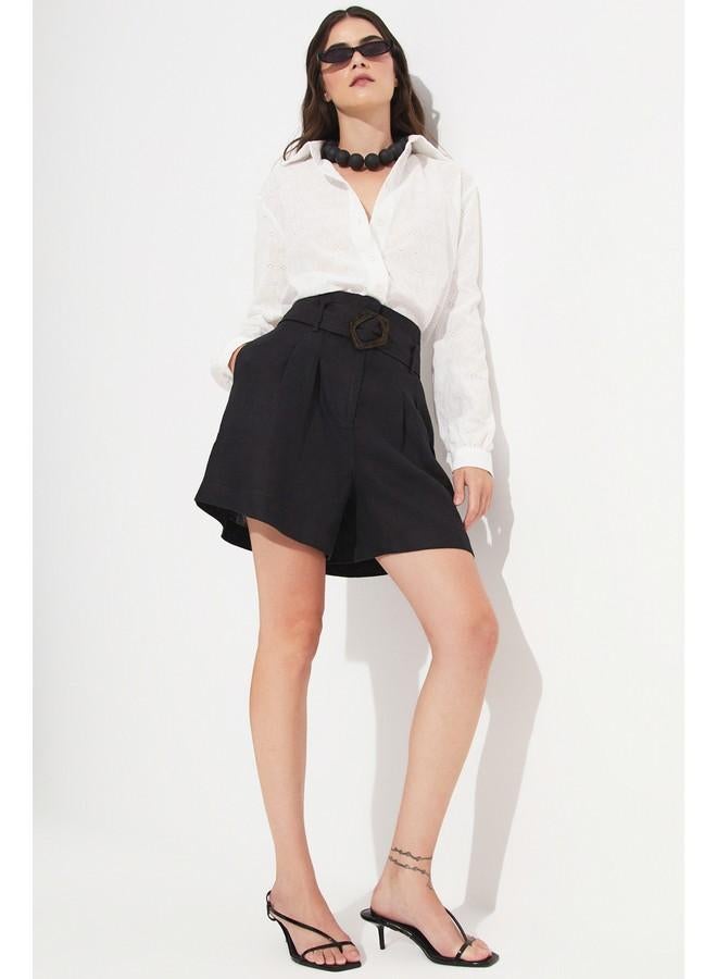 جون حصري يونيو كتان أسود قصير - Image 3