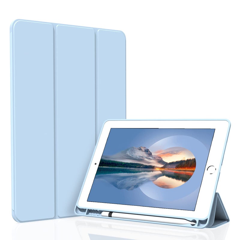 Divufus Case for iPad Air 3 / Pro 10.5 Inch, Lightweight Slim Soft TPU Trifold Stand Smart Cover, Auto Sleep/Wake Case with Pencil Holder for iPad Air 3rd Generation/Pro 10.5 - Light Blue - Image 1
