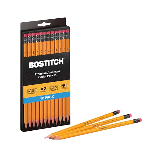 Bostitch أقلام بوستيتش المكتبية المميزة رقم 2، خشب الأرز الأمريكي، مشحوذة مسبقًا، جرافيت HB، عبوة 12 قلم - Image 1