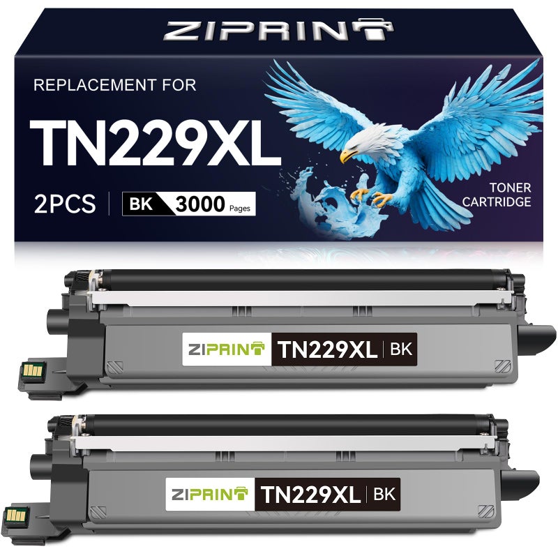 ZIPRINT TN229XL Black Toner TN229XL 2 Pack Compatible Replacement for Brother TN229XL TN229 Black Toner Cartridges for Brother MFC-L3780CDW HL-L3280CDW MFC-L3720CDW HL-L3220CDW Printer - Image 1