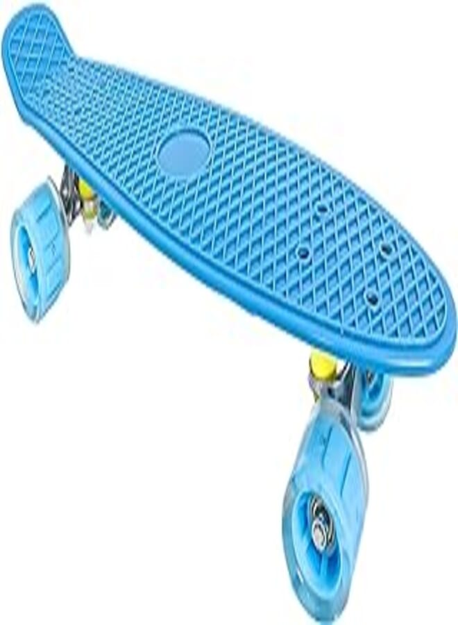 Sporty Skateboard 22 inch long with flashing wheels - blue