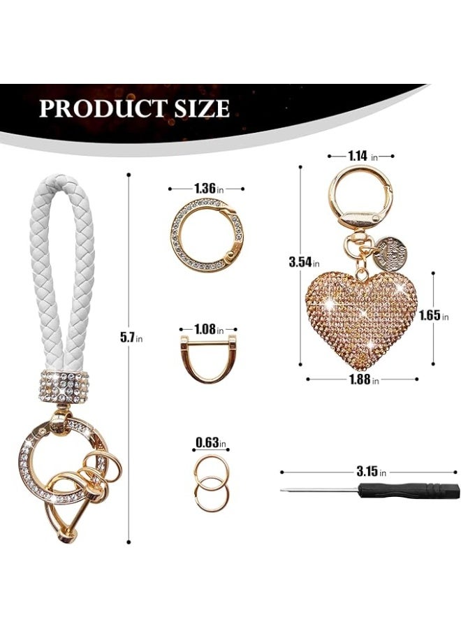 سلسلة مفاتيح السيارة البلورية للسيدات – سلسلة مفاتيح من الألماس اللامع بحزمة واحدة لطيفة وفاخرة لحقيبة اليد أو ملحق السيارة - Image 2