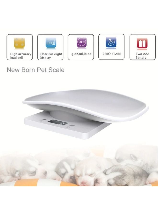 White Digital Pet Scale LCD Display Accurate Weight Measurement For Puppy Kitten - Image 3