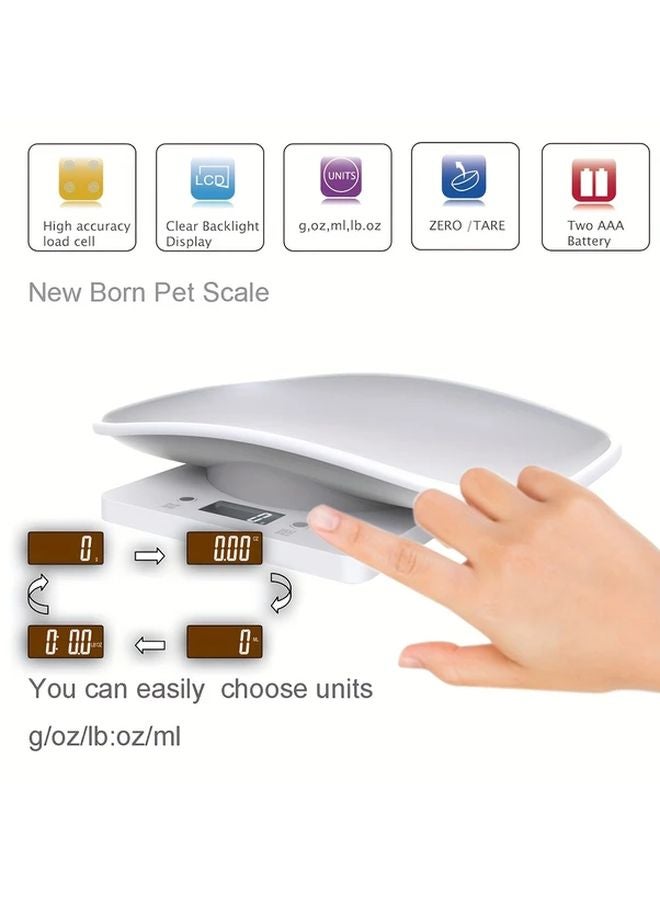 White Digital Pet Scale LCD Display Accurate Weight Measurement For Puppy Kitten - Image 5