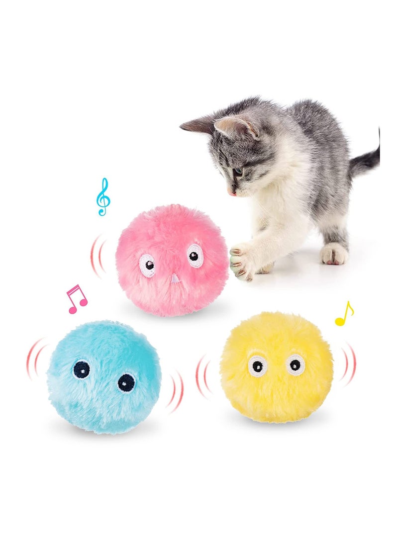Y&D Cat Toy Ball, Interactive for Indoor, Voice Molar Bite Resistant Relieve Gravity Kitten Catnip Chirping Balls Exercise, Kicker, Fluffy Plush Fun Kitty (Pack of 3)  - Image 1