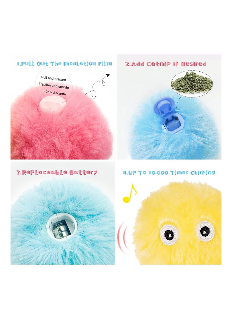 Y&D Cat Toy Ball, Interactive for Indoor, Voice Molar Bite Resistant Relieve Gravity Kitten Catnip Chirping Balls Exercise, Kicker, Fluffy Plush Fun Kitty (Pack of 3)  - Image 3