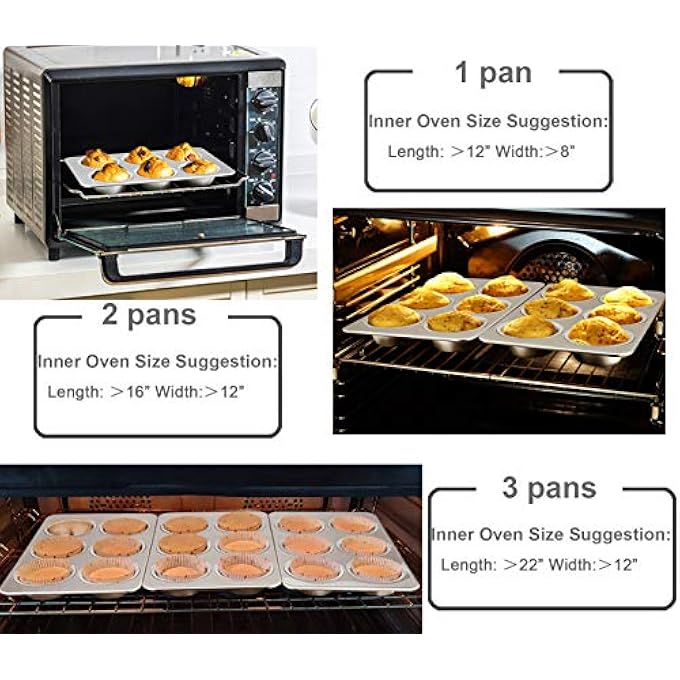 مقلاة الكعك 6 أكواب قوالب الخبز الكعك المقالي كب كيك صينية مجموعة صينية الفولاذ المقاوم للصدأ لخبز الكعك فطائر خبز الذرة والمزيد صحية غير سامة فرن غسالة الصحون مجموعة آمنة من 3 - Image 5