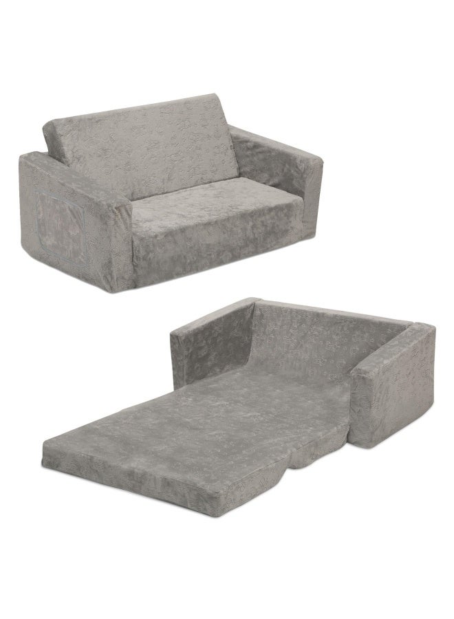 Delta CHILDREN Serta Perfect Extra Wide Convertible Sofa To Lounger  Comfy 2-In-1 Flip Open Couch Sleeper For Kids  Grey - Image 1