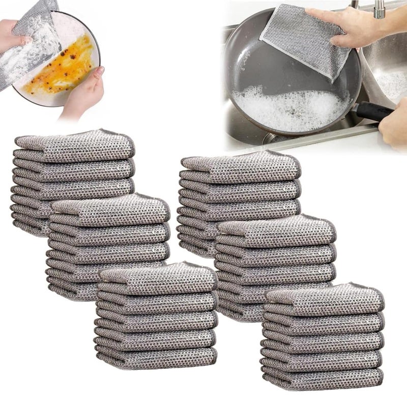 Desolio Cleaning Cloths Multipurpose Wire Miracle Cleaning Cloths Multipurpose Wire Dishwashing Rags for Wet and Dry for Washing Dishes Sinks Counters Stove Tops 30 Pcs - Image 1
