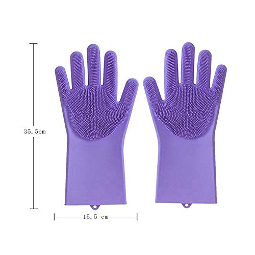 HomeFast Magic Dishwashing Gloves with Scrubber, Silicone Cleaning Gloves for Wash Dish,Kitchen, Bathroom (Purple) - Image 5