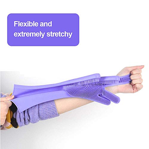 HomeFast Magic Dishwashing Gloves with Scrubber, Silicone Cleaning Gloves for Wash Dish,Kitchen, Bathroom (Purple) - Image 3