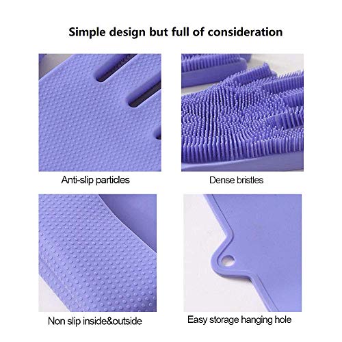 HomeFast Magic Dishwashing Gloves with Scrubber, Silicone Cleaning Gloves for Wash Dish,Kitchen, Bathroom (Purple) - Image 4