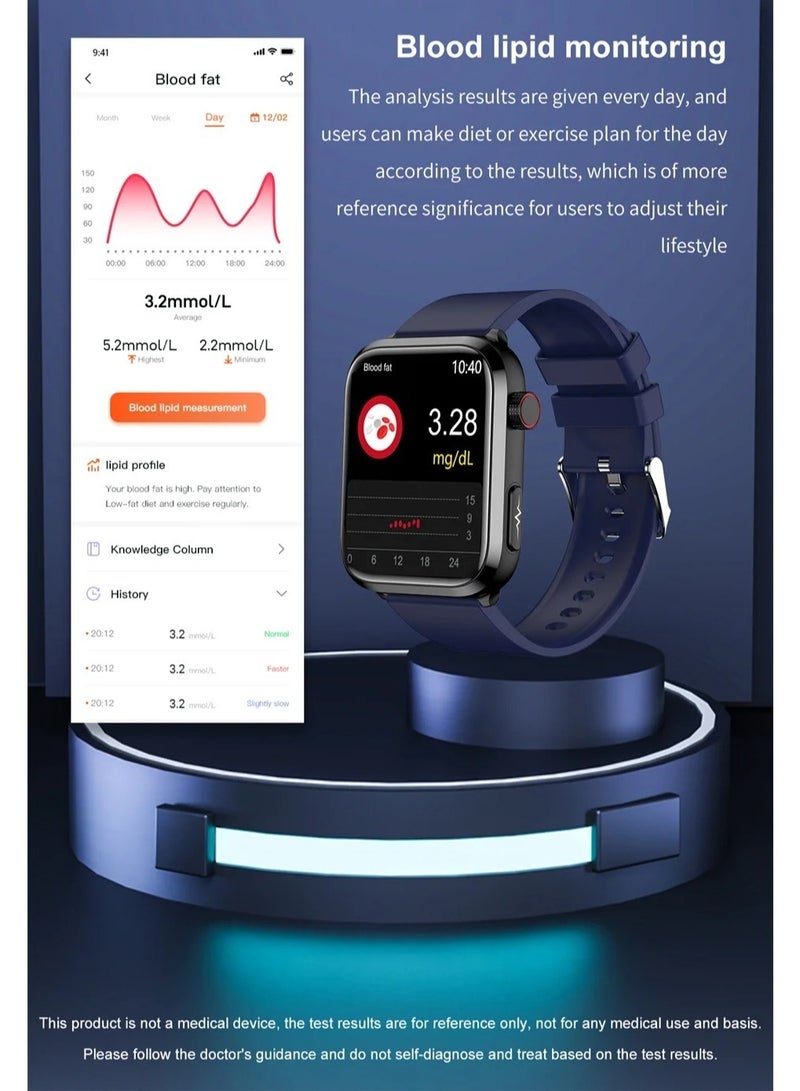 AROAQ New Blood Lipids Uric Acid Blood Glucose Smart Watch Men ECG+PPG Fitness Tracker Clock Heart Rate Bluetooth call Smartwatch - Image 4