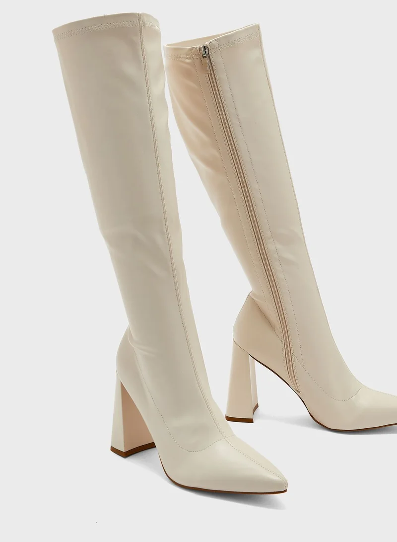 Ginger Cream Slouch High Heel Boots