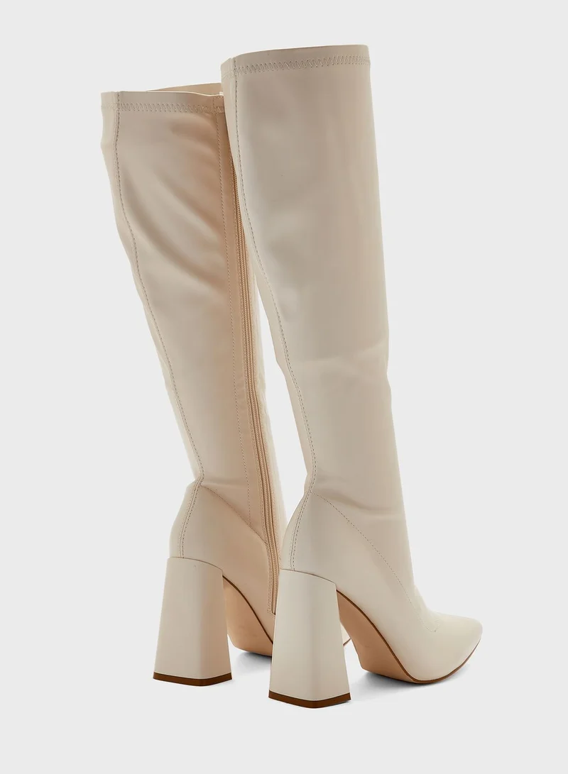 Ginger Cream Slouch High Heel Boots