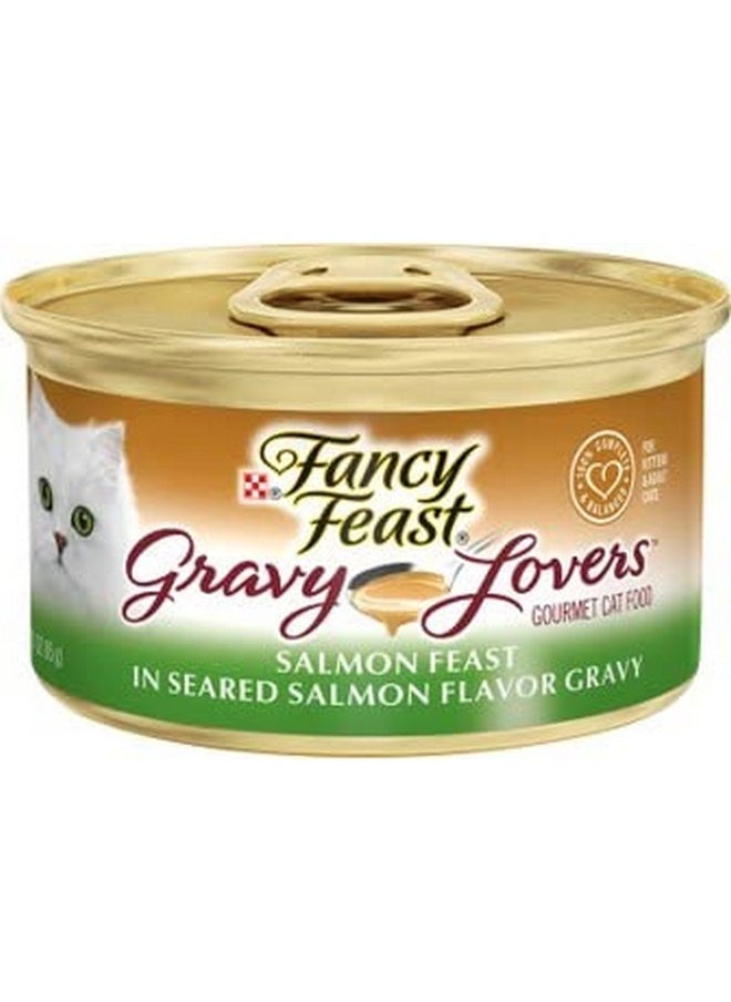 Fancy Feast - Fancy Feast Gravy Lovers Bundle, 2 Turkey, 2 Ocean Whitefish, 2 Salmon & Sole, 2 Beef, 2 Salmon Feast , & 2 Chicken & Beef. Each can is Total of 12 cans and Mouse Toy., 3 Ounce (Pack of 12) - Image 1