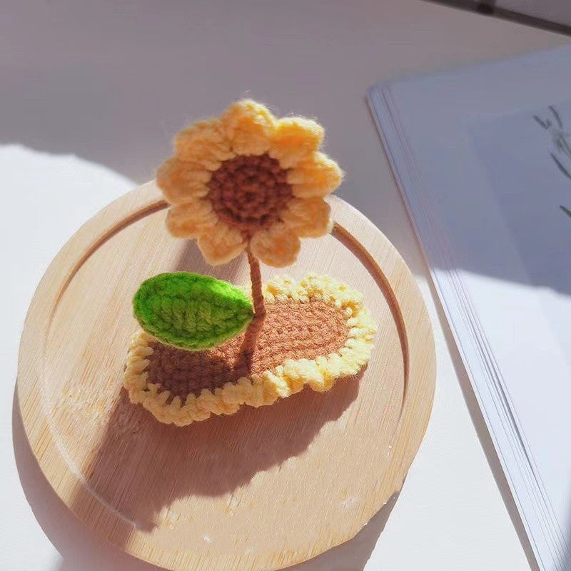 Generic Handmade DIY Knit Fresh Sprout Hair Clips H-0014-Sunflower