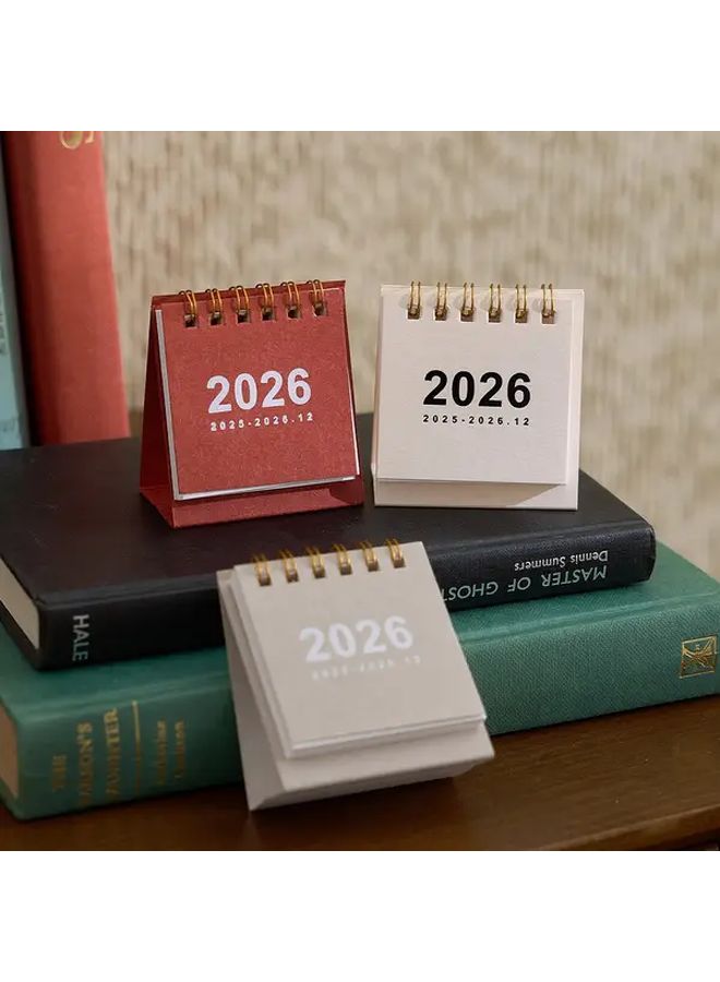 مجموعة بيج من 5 قطع: مخطط تقويم صغير قابل للمسح لعام 2026 مع قلم - ديكور مكتبي للمكتب - Image 1