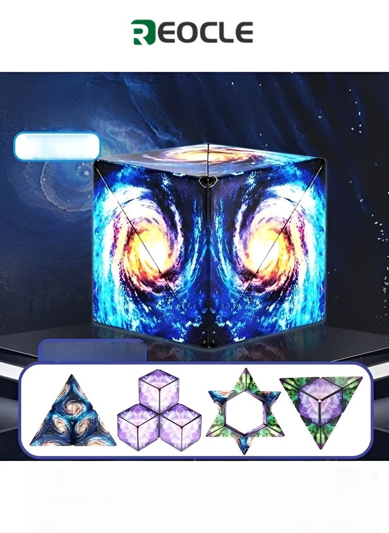 ريوكل صندوق تحويل الشكل، مكعب تحويل الشكل، مكعب النجمة السحرية، مكعب الألغاز السحري ثلاثي الأبعاد يتحول إلى أكثر من شكل واحد للأطفال والكبار - Image 1