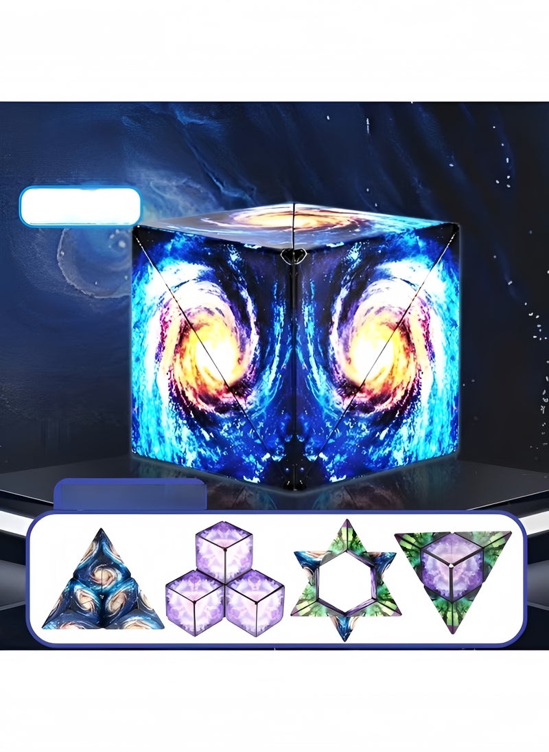 ريوكل صندوق تحويل الشكل، مكعب تحويل الشكل، مكعب النجمة السحرية، مكعب الألغاز السحري ثلاثي الأبعاد يتحول إلى أكثر من شكل واحد للأطفال والكبار - Image 2