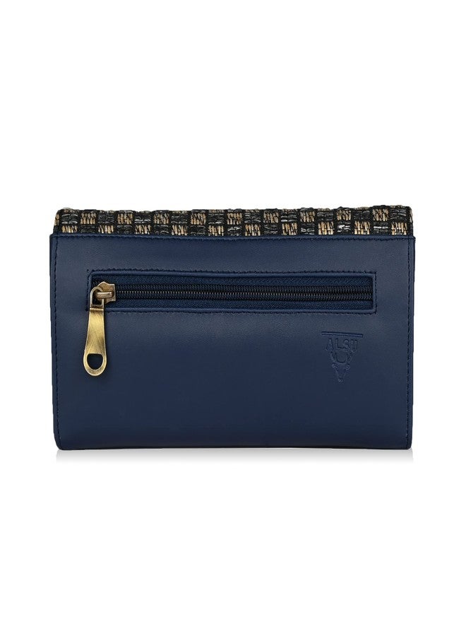 ALSU Women's Trendy Blue Hand Clutch Wallet Jute with Phone Pocket Card Holder (IRF-011blu) - Image 3