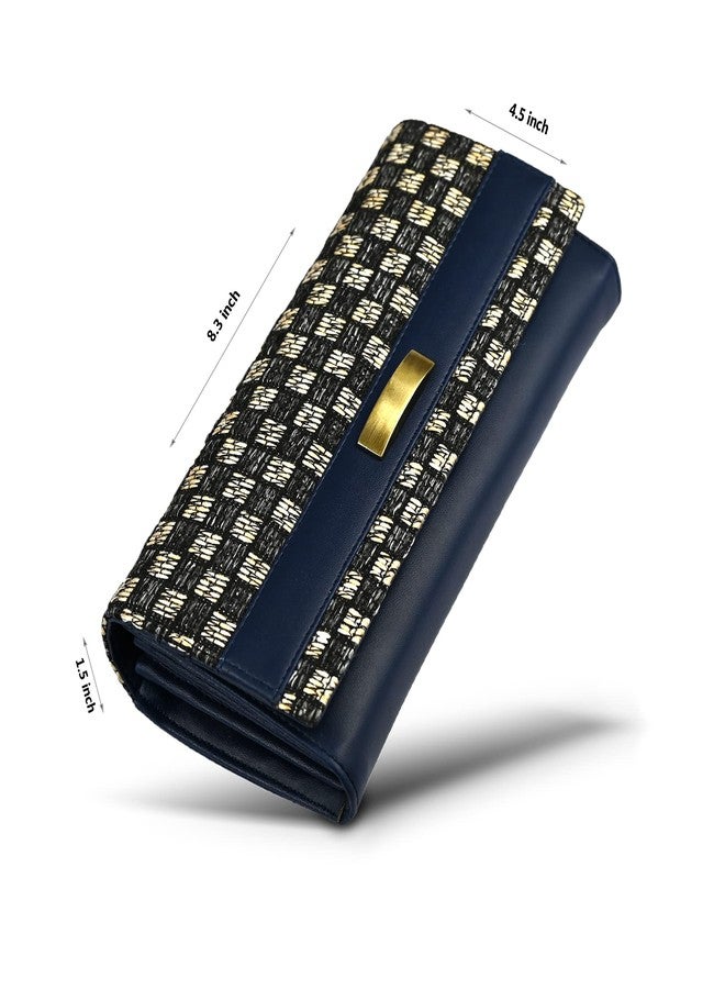 ALSU Women's Trendy Blue Hand Clutch Wallet Jute with Phone Pocket Card Holder (IRF-011blu) - Image 4