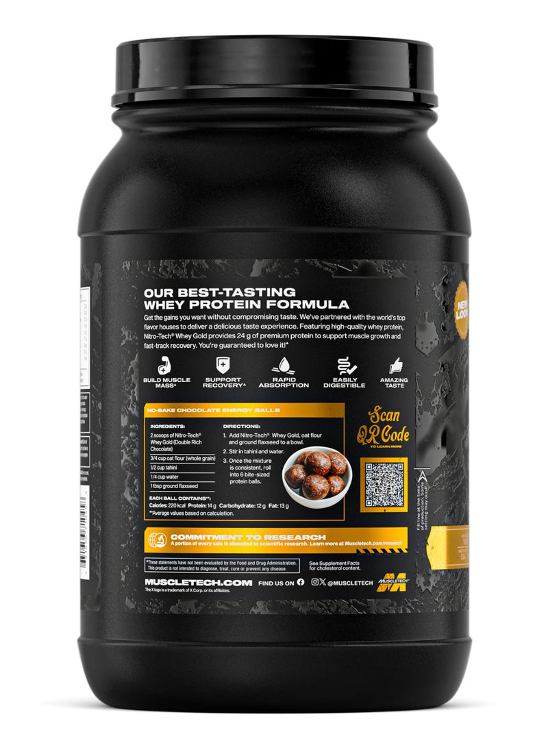 MuscleTech Nitro Tech 100% Whey Gold Peptides & Isolate Primary Source - 24g Protein - 5.4g BCAAs - 4g Glutamine & Precursor - Double Rich Chocolate Flavor - Dietary Supplement - Net Wt 2.00 lbs (907g) - Image 3