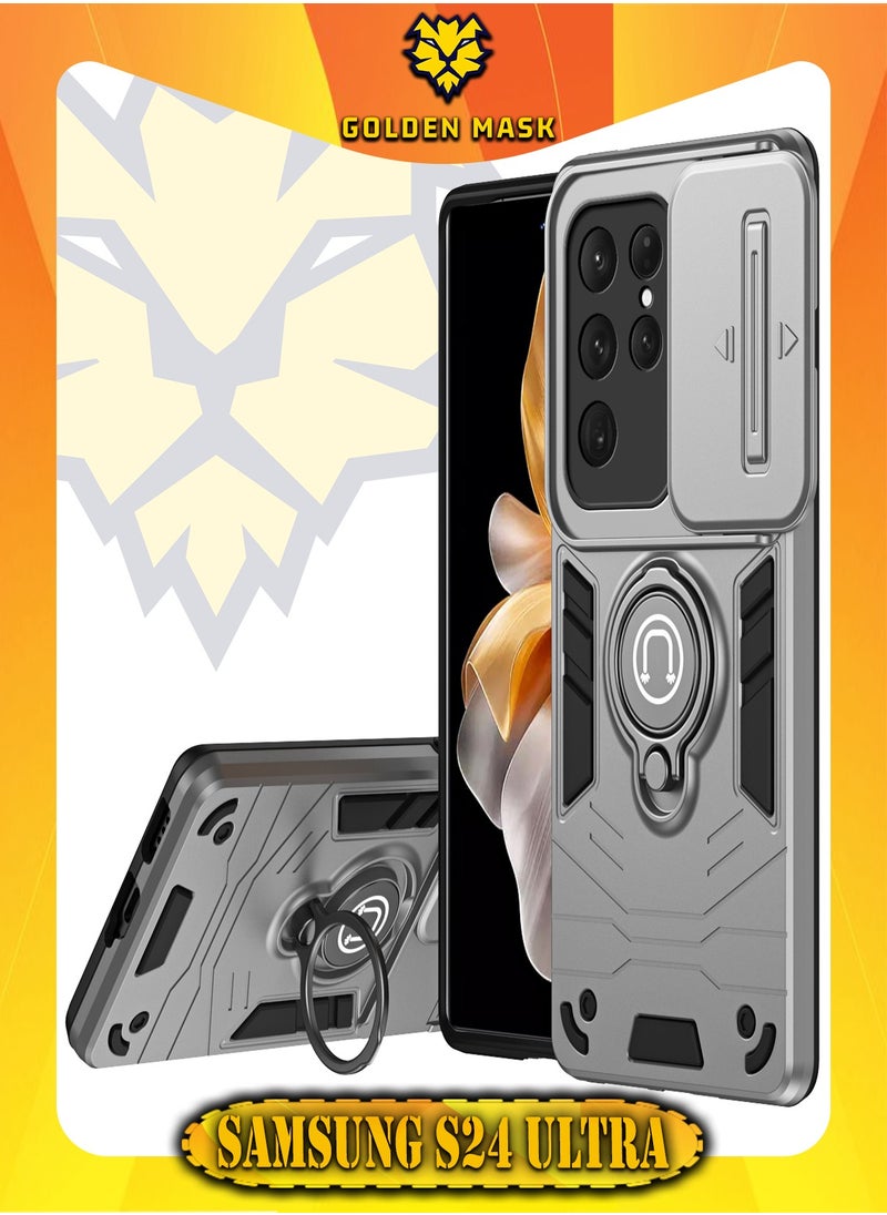 GOLDEN MASK GOLDEN MASK For Samsung Galaxy S24 Ultra Armored Window Bracket Camera Shield Cover Camera Lend Protection With Ringe (Grey)  - Image 2