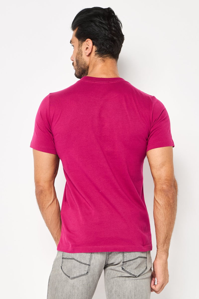 Replay Men Crew Neck Short Sleeve Graphic Print T-Shirt, Dark Pink - Image 4