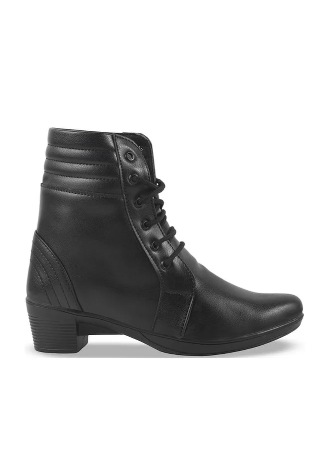 شوتوبيا Shoetopia Women's  Ankle-Length Lace-Up Boots with Low Block Heel – Comfortable Faux Leather Casual Booties for Daily