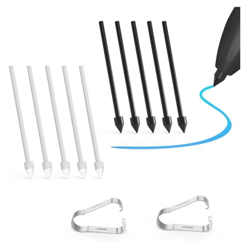 Flavizo Stylus Nib Replacement Set – 10 Pack (5 Black + 5 White) with 2 Clips | Precision Metal Stylus Tips | Replacement Nibs for Samsung Galaxy Tab S7 FE, S8+, S9, S23 Ultra & Note 10 S Pen - Image 1