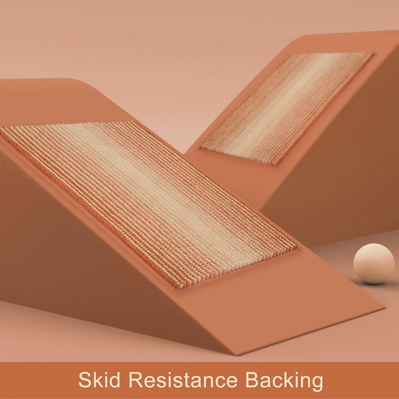 BSICPRO Large Bathroom Rugs  Bath Mat Rug for Bathroom Non Slip 20 x 47 Inches Water Absorbent Chenille Bathroom Floor Mats Machine Washable (Pumpkin Orange and Cream) - Image 3