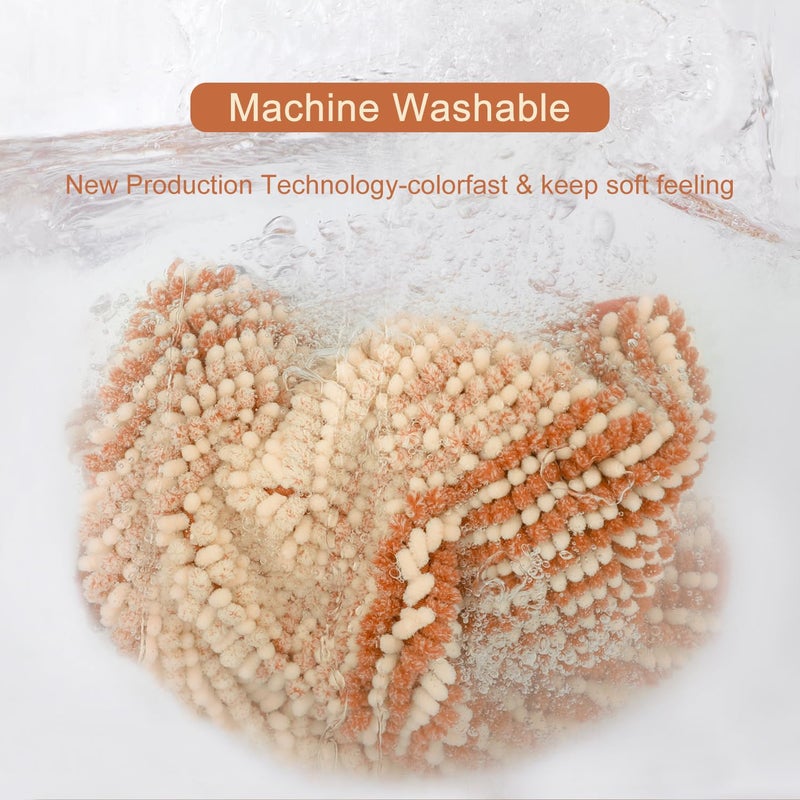 BSICPRO Large Bathroom Rugs  Bath Mat Rug for Bathroom Non Slip 20 x 47 Inches Water Absorbent Chenille Bathroom Floor Mats Machine Washable (Pumpkin Orange and Cream) - Image 4