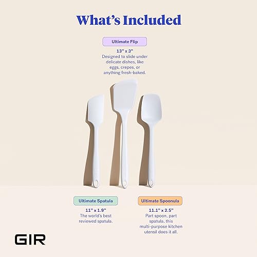 GIR: Get It Right 3-Piece Ultimate Silicone Kitchen Utensils Set - Spatula, Flip & Spoonula - Non toxic Cooking Utensils for Nonstick Cookware, Cooking and Baking - Studio White - Image 2