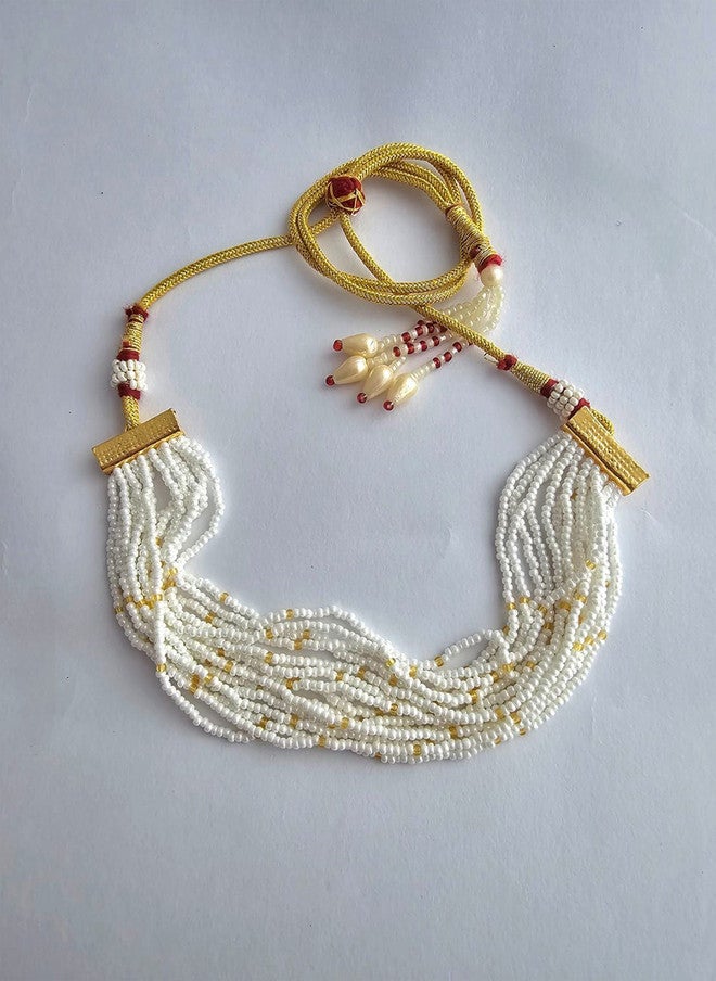 Binnis Wardrobe Stone Studded & Beaded Choker and Crescent Pendant Necklace - Image 3