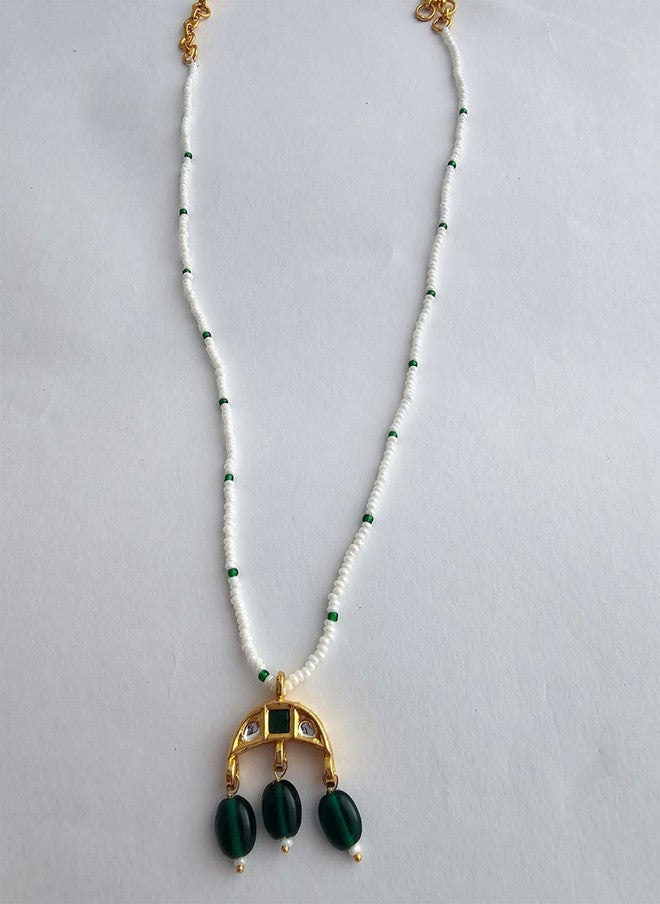Binnis Wardrobe Stone Studded & Beaded Choker and Crescent Pendant Necklace - Image 2